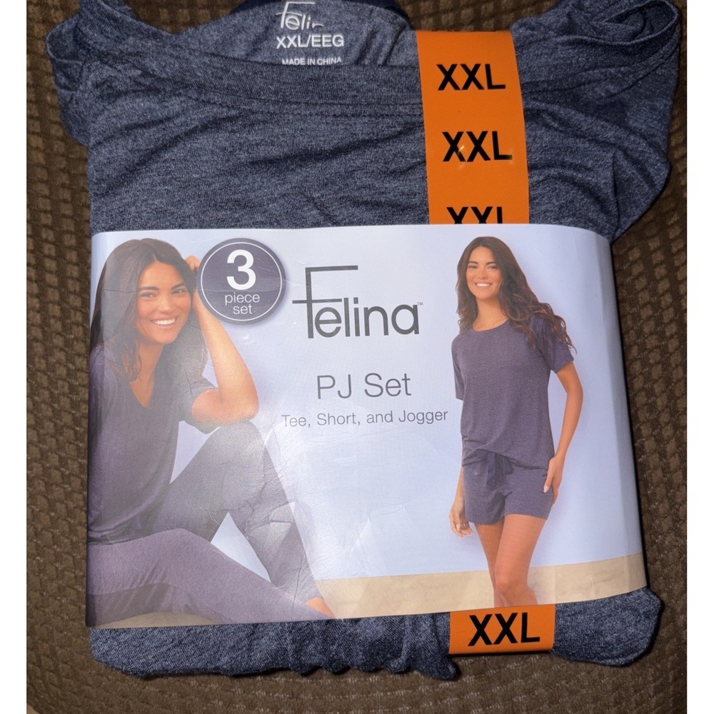 Felina Women's 3-Piece Lounge Set, Navy, Size XXL